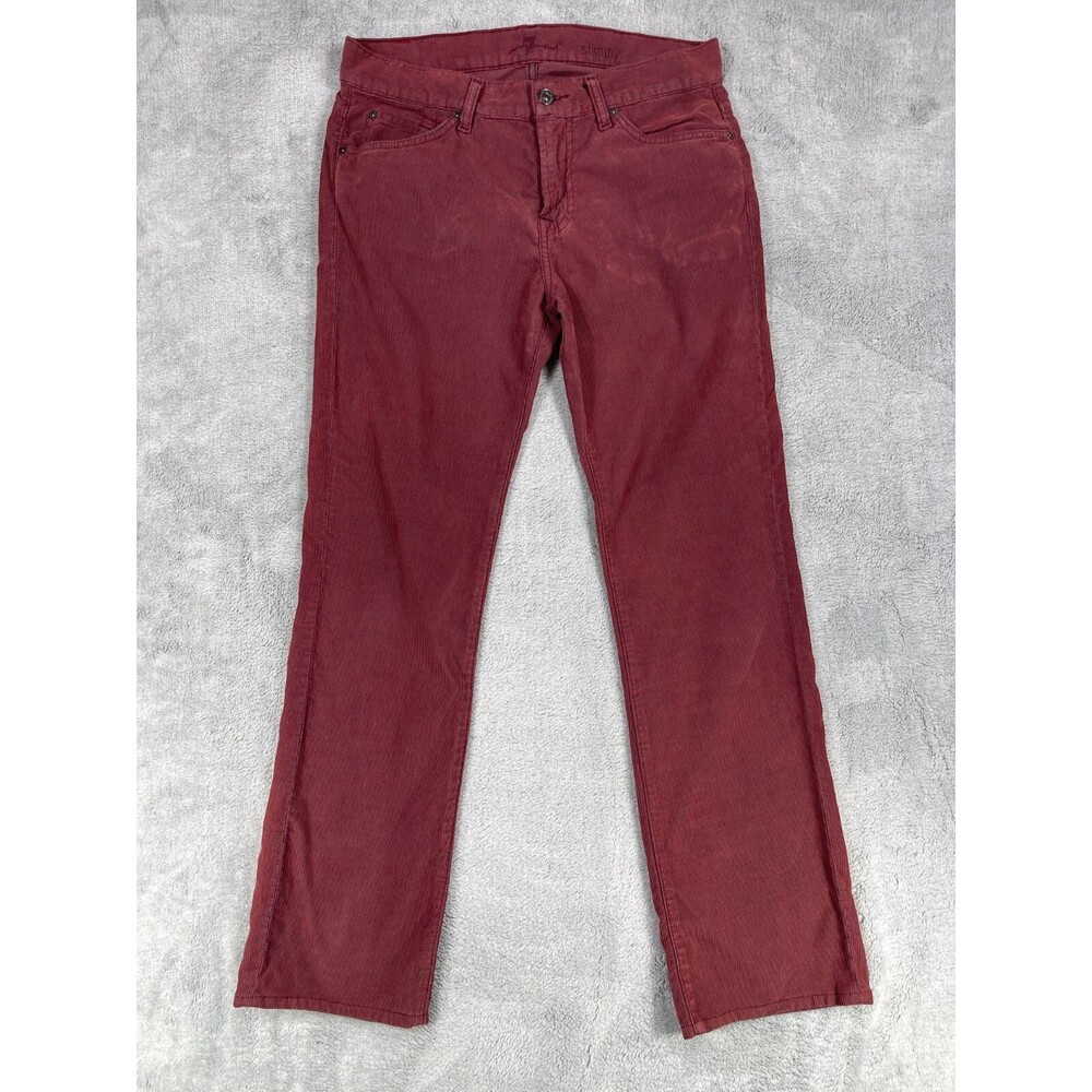 7 For All Mankind Pants Mens 31 Burgundy Corduroy Slim Fit Casual Logo Pockets‎